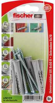 Fischer Universeelplug Flens/Schroef U x 8 x 50RSK - 5 Stuks