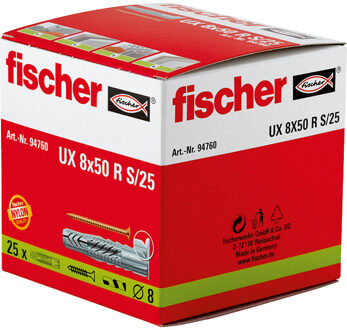 Fischer UX 8 x 50R S/25 Universele pluggen 50 mm 8 mm 94760 25 stuk(s)