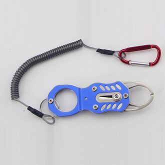 Fish Grip Outdoor Draagbare Slot Pesca Visgerei Gereedschappen Vis Lip Clip Vouwen Grijper Ultra Licht Gewicht Met Retentie Touw Blauw