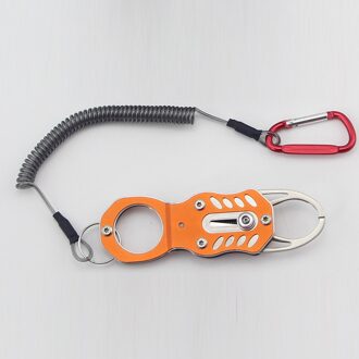 Fish Grip Outdoor Draagbare Slot Pesca Visgerei Gereedschappen Vis Lip Clip Vouwen Grijper Ultra Licht Gewicht Met Retentie Touw Oranje