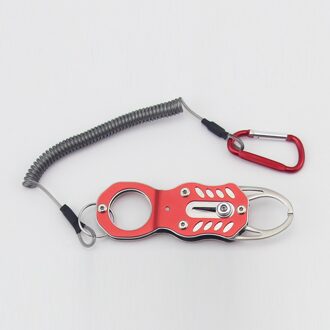 Fish Grip Outdoor Draagbare Slot Pesca Visgerei Gereedschappen Vis Lip Clip Vouwen Grijper Ultra Licht Gewicht Met Retentie Touw Rood