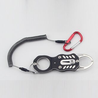 Fish Grip Outdoor Draagbare Slot Pesca Visgerei Gereedschappen Vis Lip Clip Vouwen Grijper Ultra Licht Gewicht Met Retentie Touw zwart