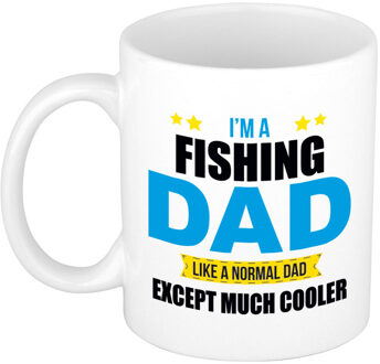 Fishing dad mok / beker wit 300 ml - Cadeau mokken - Papa/ Vaderdag - feest mokken