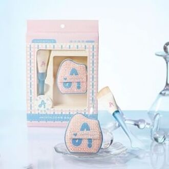 Fishtail Foundation Brush & Powder Puff Set Set of 2