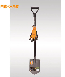 Fiskars - Set with shovel for garden and gloves, to remove the Earth and dig, gardening tools, 1003460