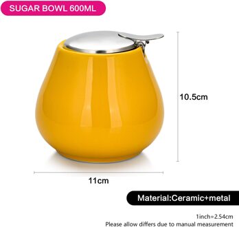 Fissman 600Ml Medium Temperatuur Kleur Glazuur Suikerpot Met Roestvrij Stalen Deksel geel