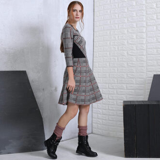 Fit-and-falre jurk in tartan breier Blauw