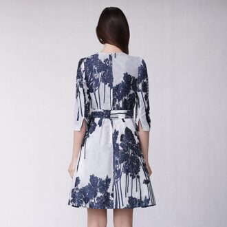 Fit-and-flare cocktailjurk met geborduurd patroon Blauw