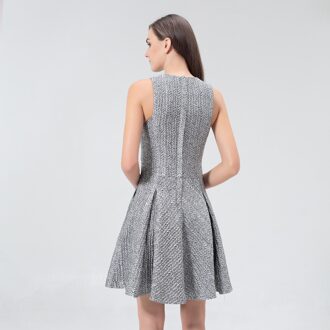Fit-and-Flare Silver Jacquard-jurk Zilver