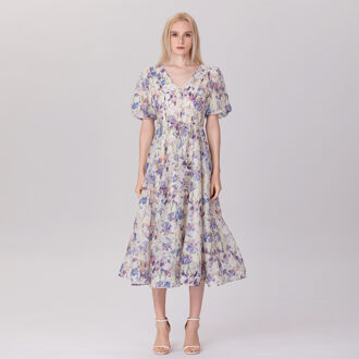 Fit-and-flare thee-organza-jurk met bloemenprint Veelkleurig - XS