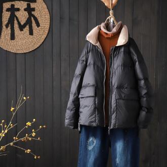 Fitaylor Winter Vrouwen Stand Kraag Korte Down Jas 90% Witte Eendendons Ultra Licht Parka Losse Rits Winddicht Uitloper zwart / M