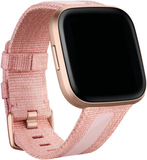 Fitbit Versa 2 Woven Siliconen Horlogeband Roze S