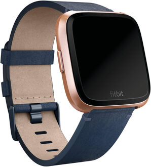 Fitbit Versa leren polsband maat Large (Blauw)