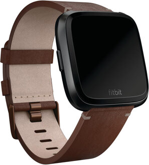 Fitbit Versa leren polsband maat Large (Bruin)