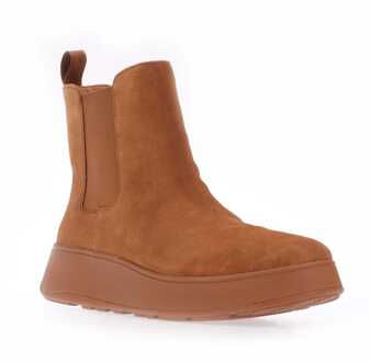 FitFlop Dames Fit Flop F-Mode Suede Flatform Chelsea Boots in Tan Bruin - EU 42 / UK 8