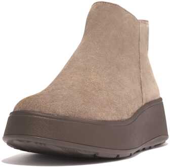 FitFlop Dames Fit Flop F-Mode Suede Flatform Enkellaars met rits in Grijs - EU 38 / UK 5