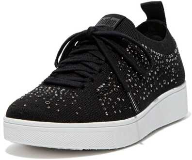 FitFlop Dames Fit Flop Rally Ombre-Crystal Knit Trainers in Zwart - maat EU 40.5 / UK 7
