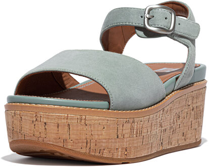 FitFlop Eloise cork-wrap suede back-strap wedge sandals Blauw - 37