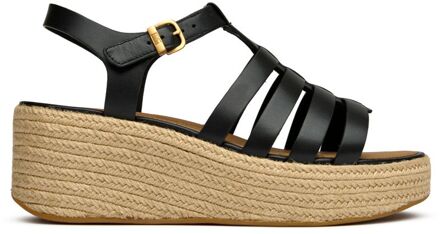 FitFlop Espadrille Flatform Sandalen Zwart - EU 38 / UK 5