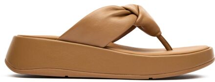 FitFlop F-knot Zachte Leren Teenpost Sandalen Bruin