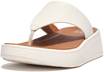 FitFlop F-mode leather flatform toe-post sandals Beige - 40