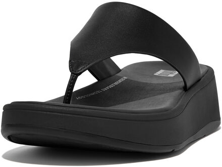 FitFlop F-mode leather flatform toe-post sandals Zwart - 36