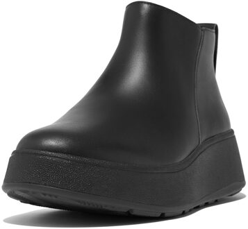 FitFlop F-mode leather flatform zip ankle boots Zwart - 38