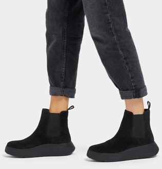 FitFlop F-mode suede flatform chelsea boots Zwart - 41
