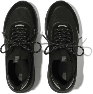 FitFlop F-mode Suède/gebreide Dames Sneakers Volledig Zwart - EU 37 / UK 4