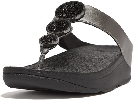 FitFlop Halo bead-circle metallic toe-post sandals Zwart - 36