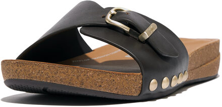 FitFlop Iqushion adjustable buckle leather slides Bruin - 37