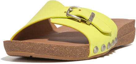 FitFlop Iqushion adjustable buckle leather slides Groen - 37