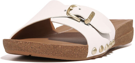 FitFlop Iqushion adjustable buckle leather slides Wit - 36