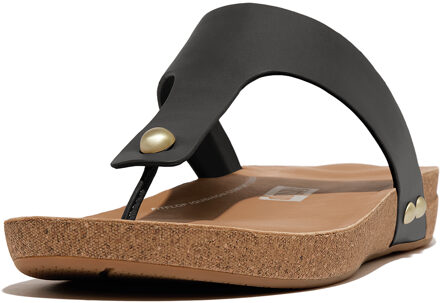 FitFlop Iqushion leather toe-post sandals Zwart - 36