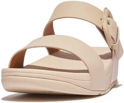 FitFlop Lulu covered-buckle raw-edge leather slides Beige - 37