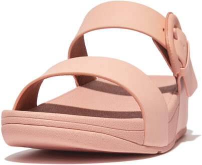 FitFlop Lulu covered-buckle raw-edge leather slides Roze - 38