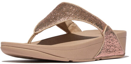 FitFlop Lulu crinkled-shimmer toe-post sandals Beige - 38