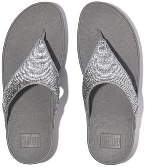 FitFlop Lulu crinkled-shimmer toe-post sandals Zilver - 39