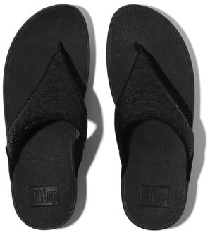 FitFlop Lulu crinkled-shimmer toe-post sandals Zwart - 42
