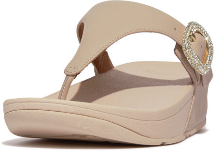 FitFlop Lulu crystal-buckle leather toe-post sandals Beige - 38