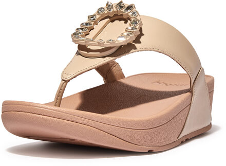 FitFlop Lulu crystal-circlet leather toe-post sandals Beige - 42