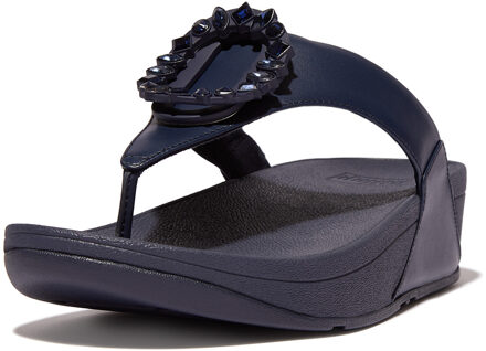 FitFlop Lulu crystal-circlet leather toe-post sandals Blauw - 37