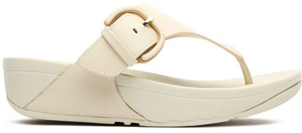 FitFlop Lulu Hars Gesp Leren Tenenpost Sandalen Naturel