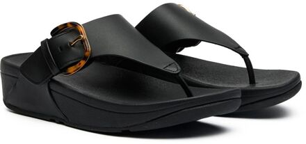FitFlop Lulu Hars Gesp Leren Tenenpost Sandalen Zwart - EU 39/ UK 6