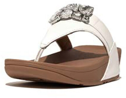 FitFlop Lulu jewel-deluxe leather toe-post sandals Wit - 36