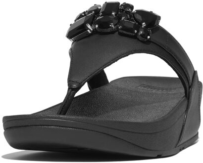FitFlop Lulu jewel-deluxe leather toe-post sandals Zwart - 36