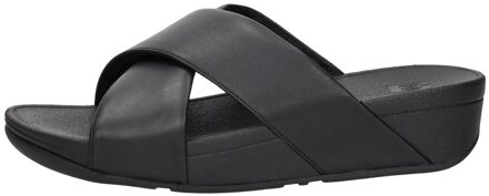 FitFlop Lulu Leather Cross Slides Zwart - 43