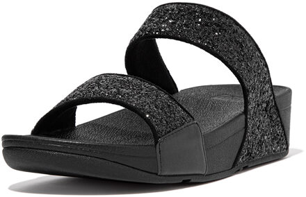 FitFlop Lulu Slide Glitter Sandalen zwart Textiel - 36,37,38,39,40,41