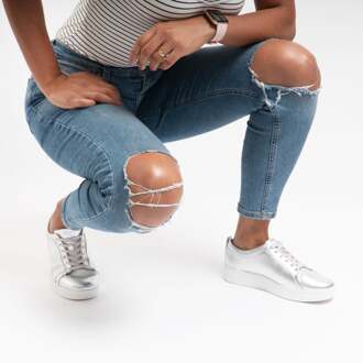 FitFlop RALLY Dames Leren Sneakers Zilver