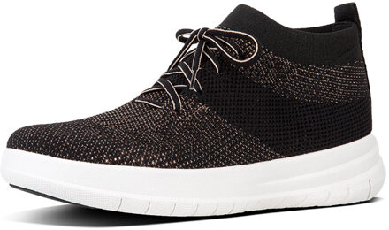 FitFlop Uberknit Slip-On High Top Sneaker - Sneaker laag gekleed - Dames - Maat 37 - Zwart;Zwarte - J30-501 -Black/Bronze Metall